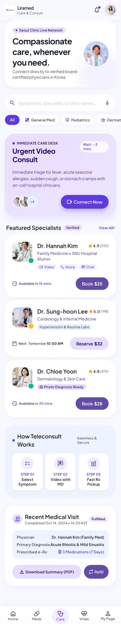 Patient app, Care screen