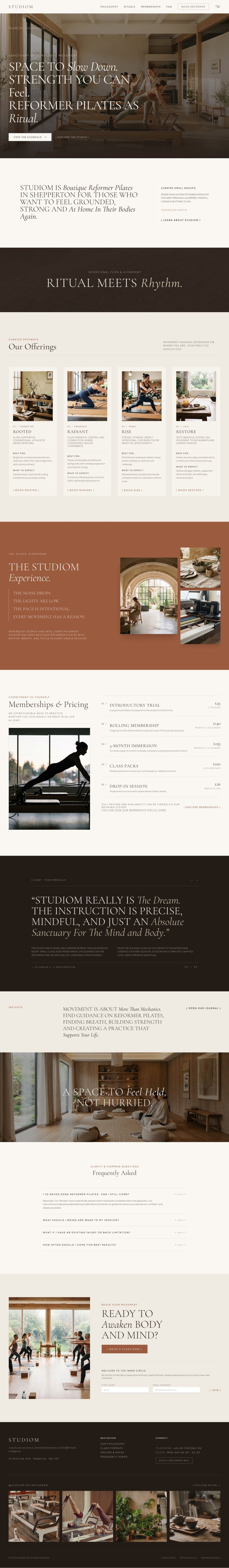Studiom Pilates website, full page